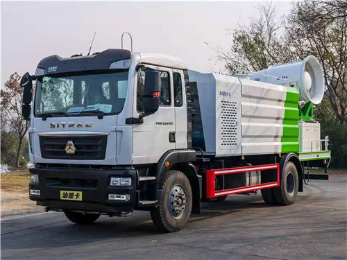 重汽汕德卡單橋多功能抑塵車現車，容積12立方，可選裝50-100米各型霧炮