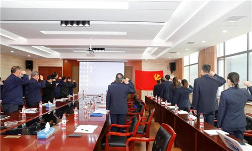 隨州市稅務局第一稽查局與程力汽車集團的全體參會成員一起重溫國歌、并向黨旗莊嚴宣誓。