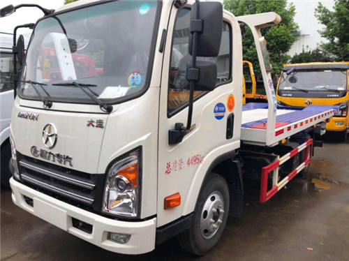 藍牌國六大運（白色）一拖二平板清障車